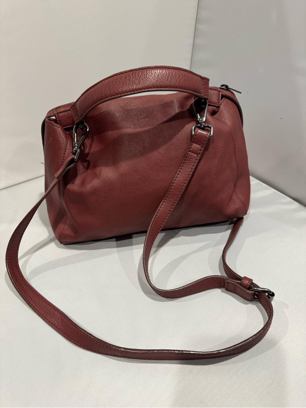 Free People Burgundy Leather Satchel Crossbody Bag